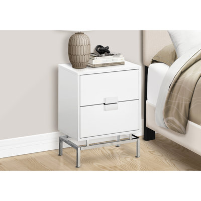 Table d'appoint tendance avec finition blanche brillante et structure en métal pour la base latérale du salon de la chambre à coucher
