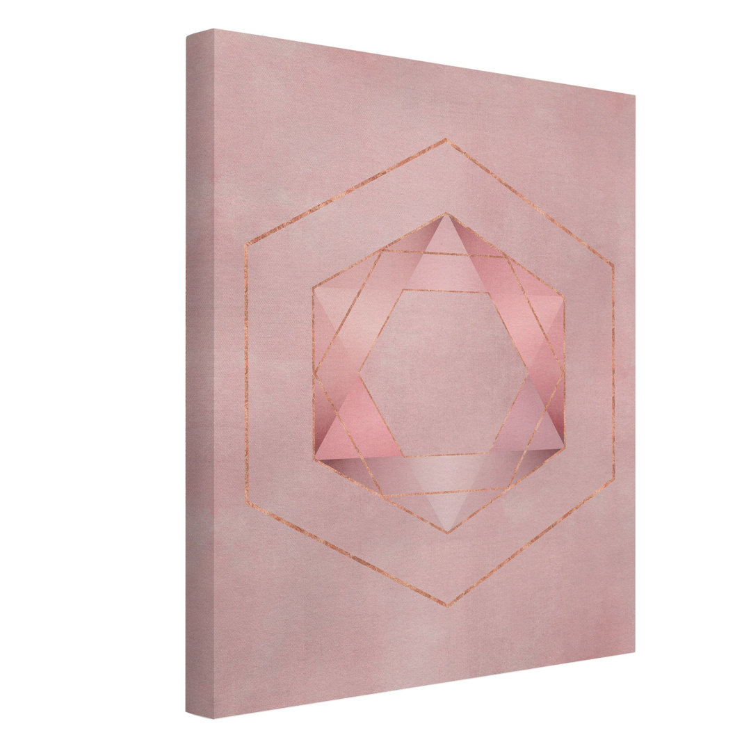 Leinwandbild Geometrie in Rosa und Gold I