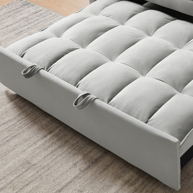 Causeuse moderne en velours avec canapé-lit, Gris