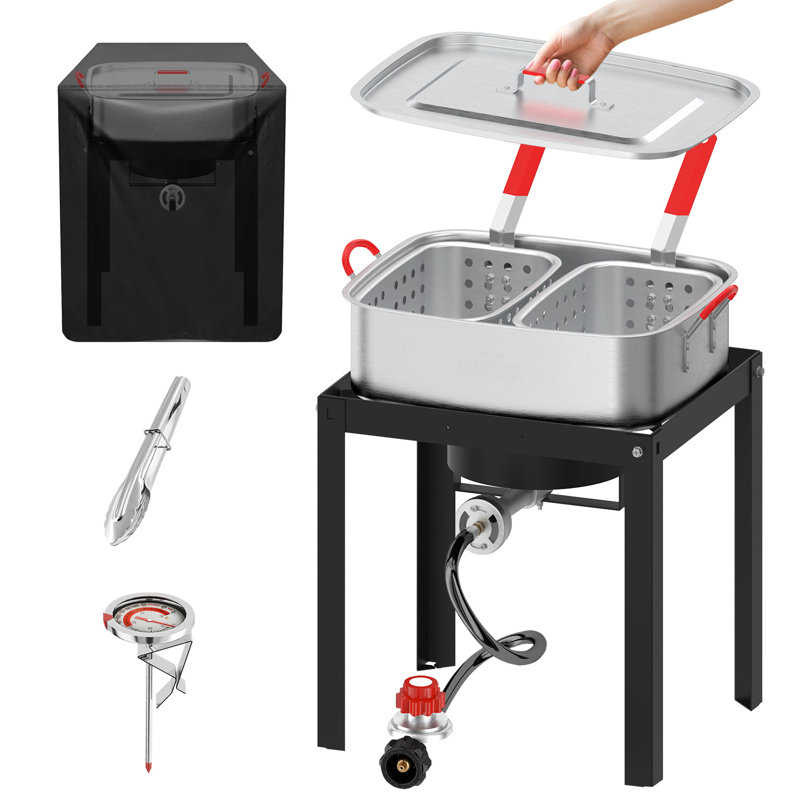 Outdoor Propane Rectangular Deep Fryer Kit With 18 Qt