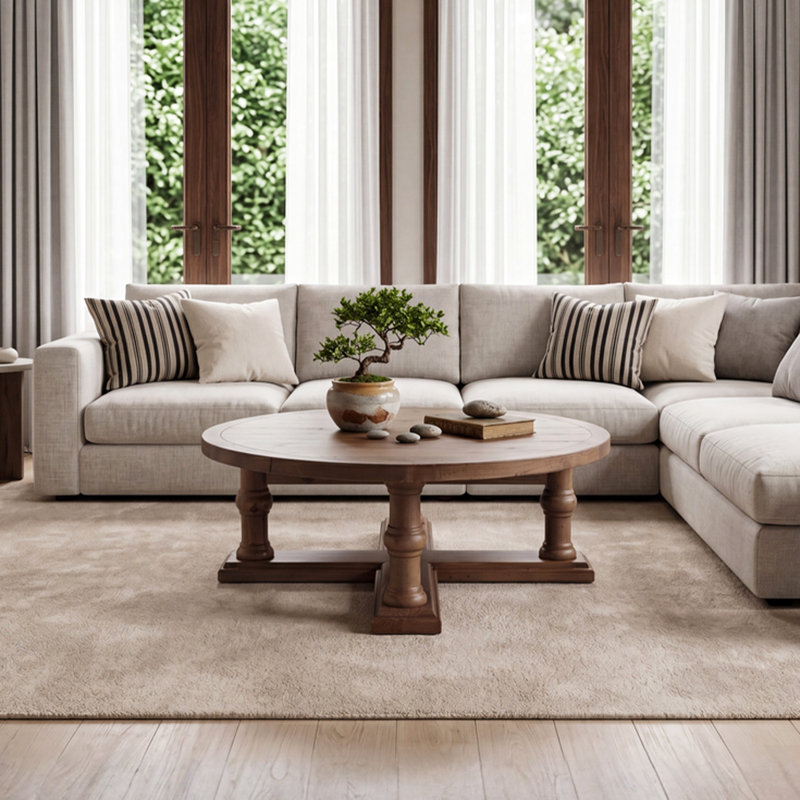 Table basse simple American Rustic, Bois brun foncé