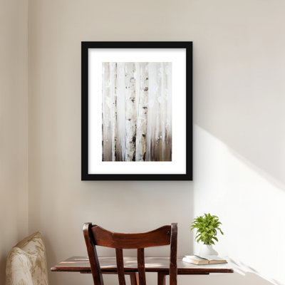 Abstract White Birches - Framed Matted Print for Home Decor