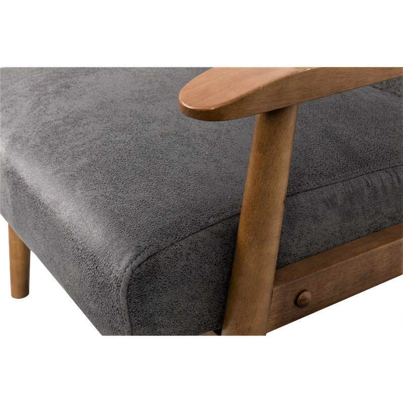 Fauteuil de 25,41 po de large gris - Design moderne de style Mid-Century, structure en bois massif, coussin en mousse confortable, revêtement élégant en microfibre et fauteuil pratique, bois, rembourrage, magnifique revêtement, polyvalent
