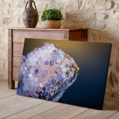 Canvas A Stunning Close Up Of A Crystalline Mineral Formation Showcasing Wall Art Intricate Hexagonal Patterns With A Blend Of Canvas Wall Art