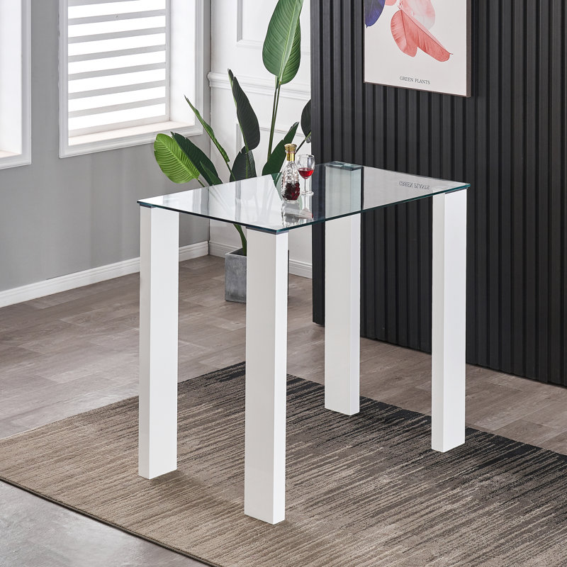 Atonya Rectangular Glass Top Dining Table, Clear