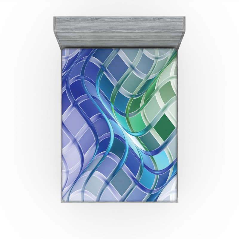 Drap-housse Ambesonne, paquet de 2, Bleu, mauve / abstrait, Drap-housse grand