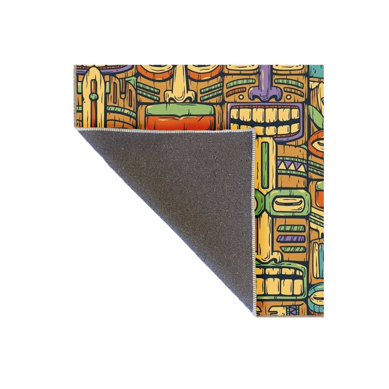 Tapis décoratif multicolore à motif de totem antique lavable à la machine, Rectangle 3 pi 3 po x 4 pi 11 po