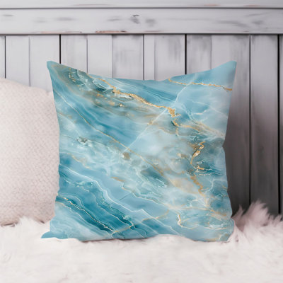 Abstract Light Blue Marble Geode Crystals XIII Pillow Cover
