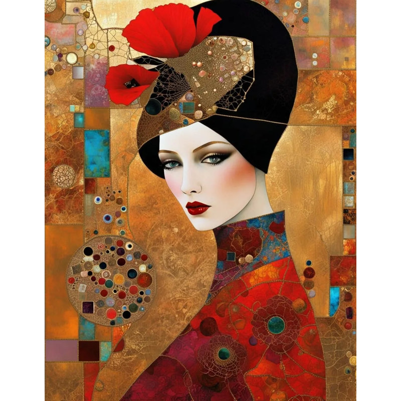 «Scarlet Fan», art mural sur toile tendue, L 30 po x H 40 po x P 1,5 po