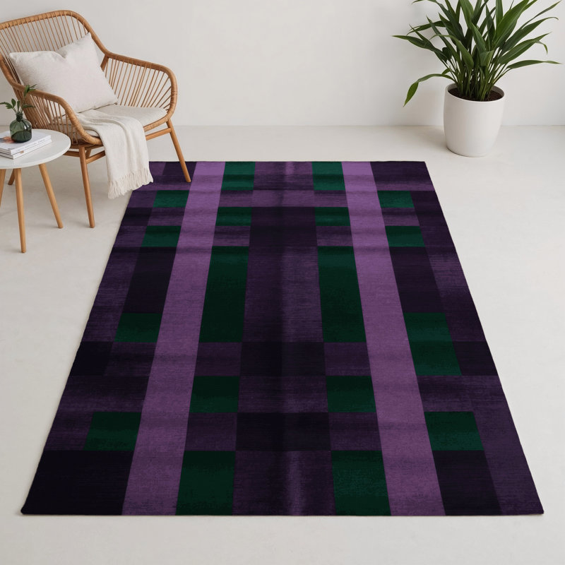 Tapis intérieur / extérieur mauve à carreaux, Rectangulaire 3 pi x 5 pi