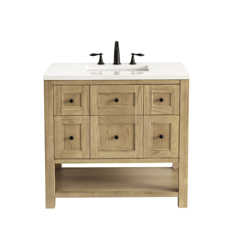 Breckenridge 36'' W Single Vanity, White Zeus, Light Natural Oak, 8" Widespread
