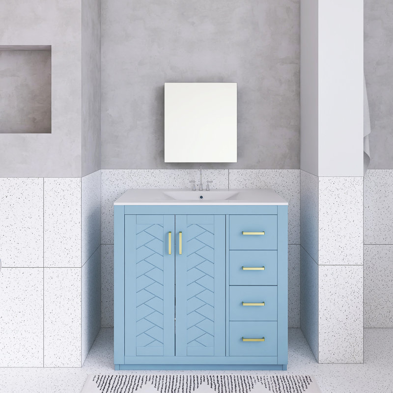 Meuble-lavabo 36 po avec lavabo en céramique, Indigo