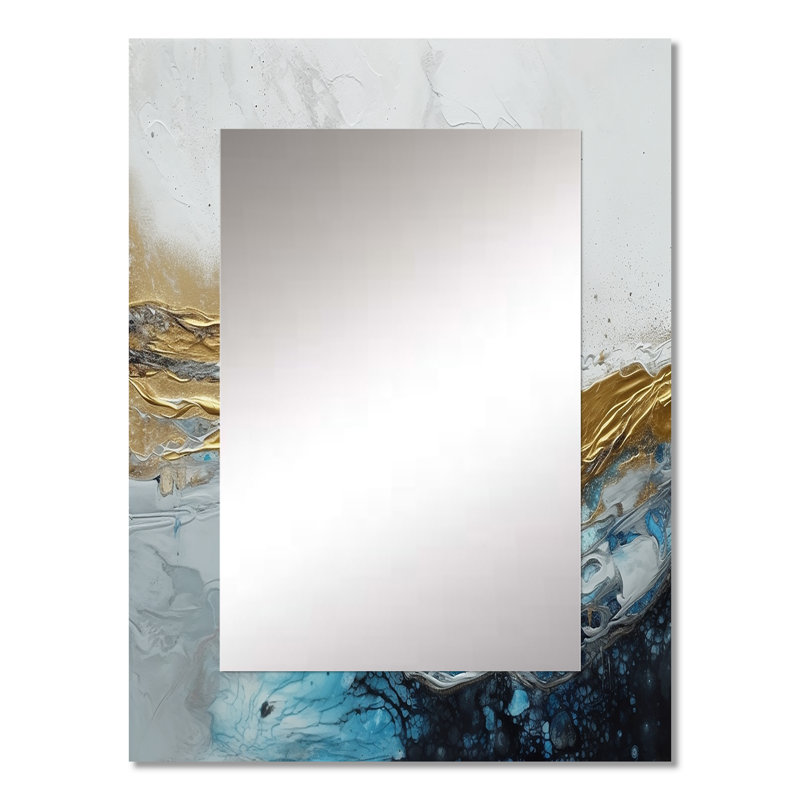 Gris doré moderne moderne abstrait IV - grand miroir mural en marbre, miroir unique moderne, impression d'art en métal