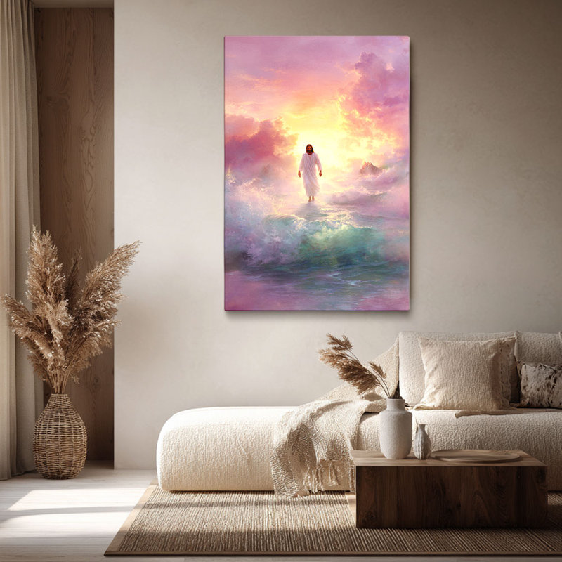 Art éthéré du Christ Jésus marchant sur l'eau, haute définition pour studio, 12*8 inch (30*20*2cm)