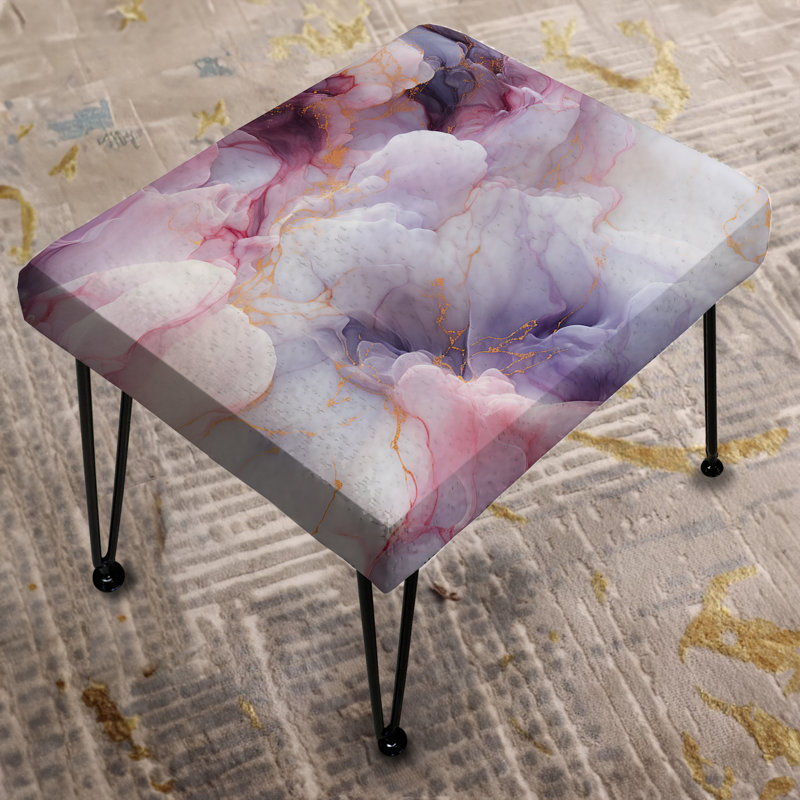 Enchanted Light Purple Marble Mist - Marble Rectangle Ottoman
