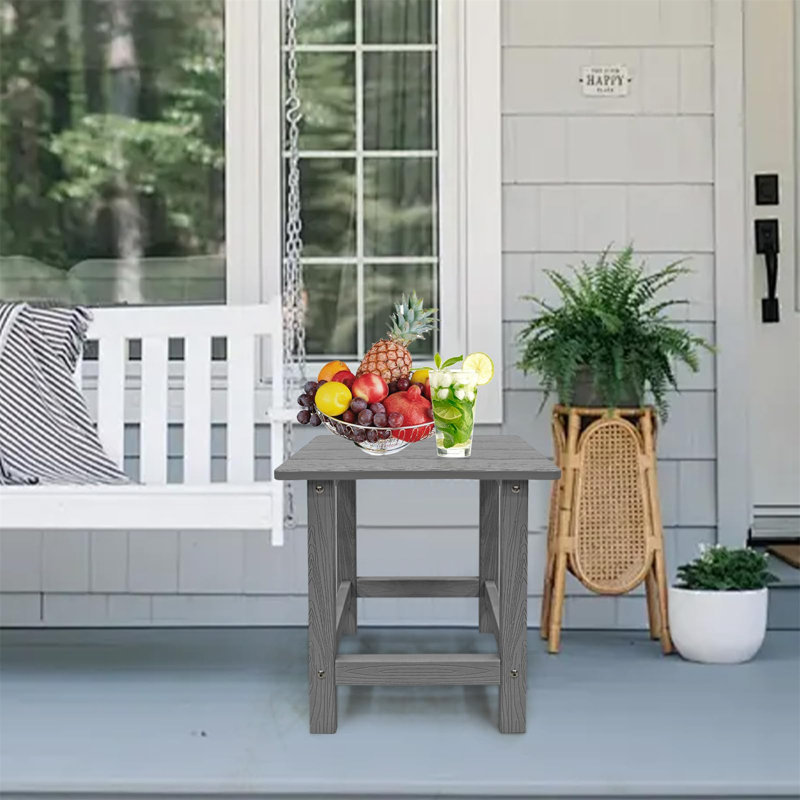 HDPS Adirondack End Table - Weatherproof Outdoor Side Table for Pool & Patio, Grey