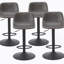 Ensemble de 2 tabourets de bar réglables de style Mid-Century pivotant avec dossier et cuir synthétique pour îlot de cuisine-211793370