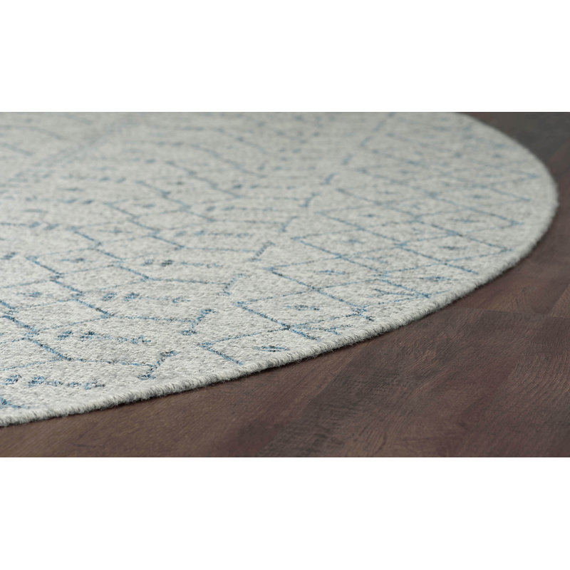 Tapis gris/bleu Bourke, Rond 7 pi 10 po