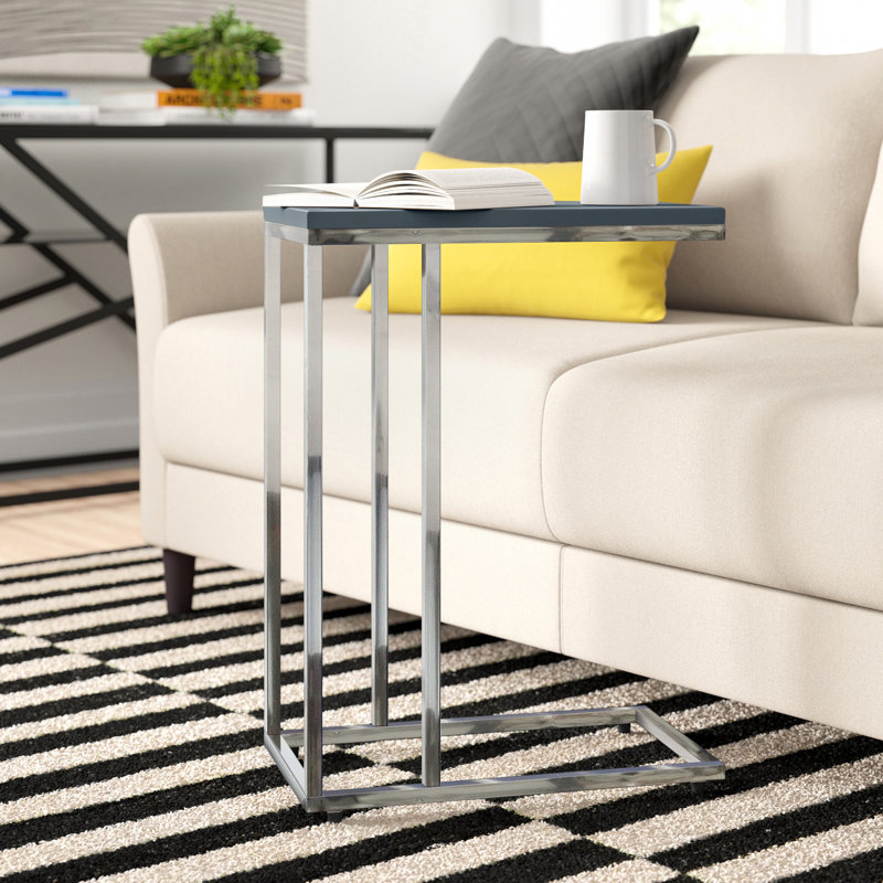 Dolores C Table End Table, White, Silver