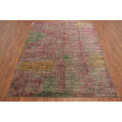 Elegant Abstract Pastel Handmade Area Rug 7x9
