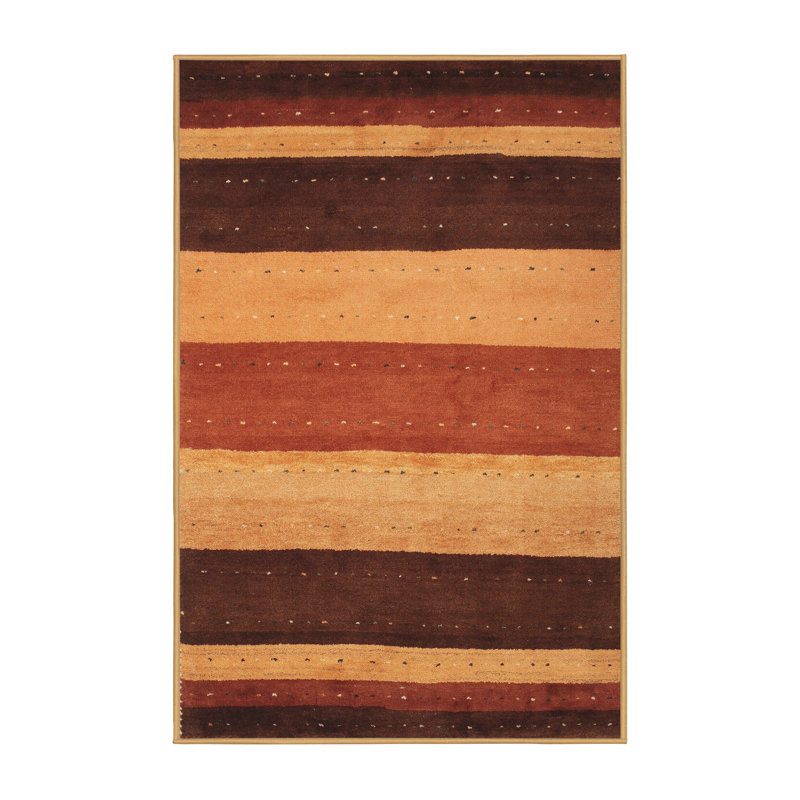 Tapis contemporain brun / orange / jaune, Rectangle 8 pi x 10 pi