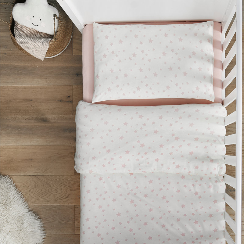 Safe Nights Nursery Cot Bed Duvet Cover & Pillowcase Set, Pink