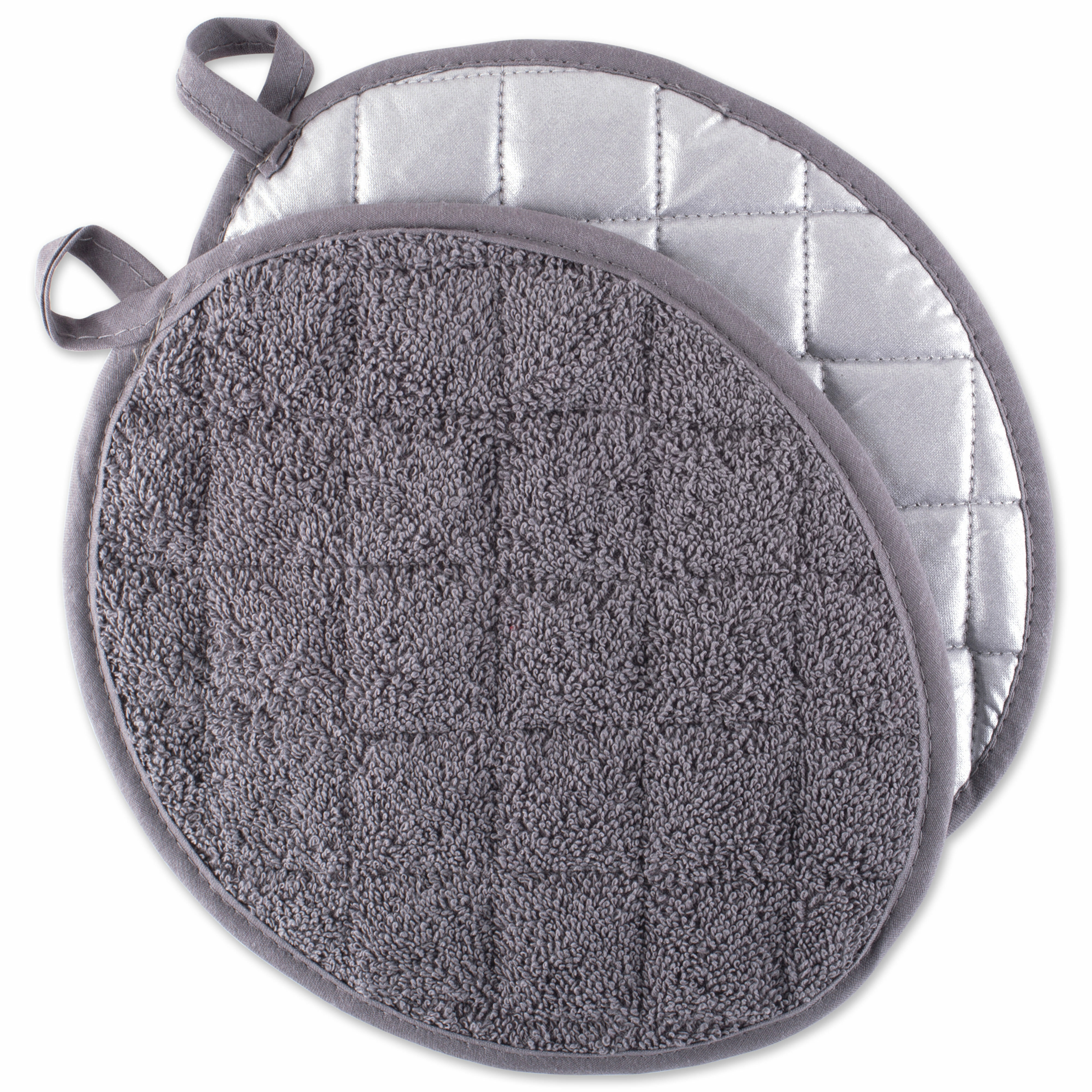 Cuisinart Oval Pot Holder/Oven Mitt w/ Pocket- Grey (Pack of 2) 