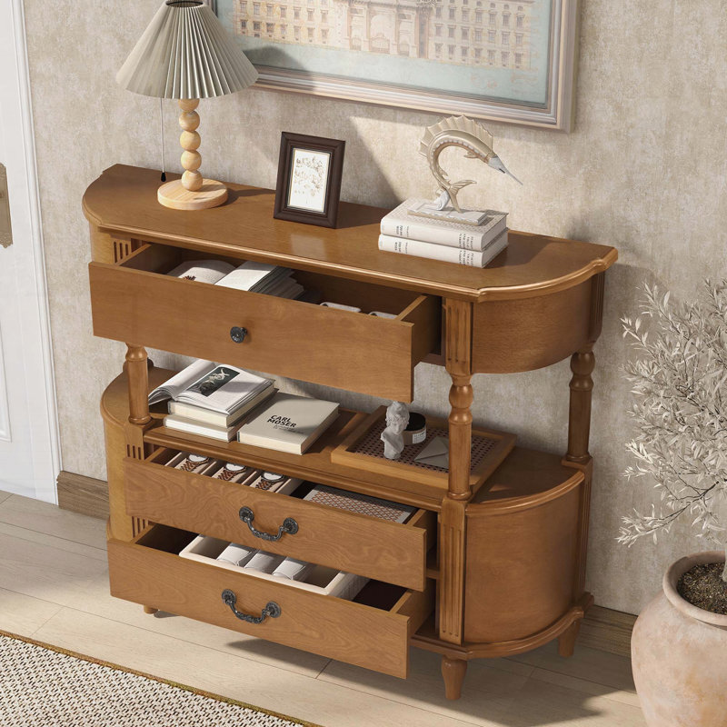 Console rétro avec 3 tiroirs et tablette de rangement