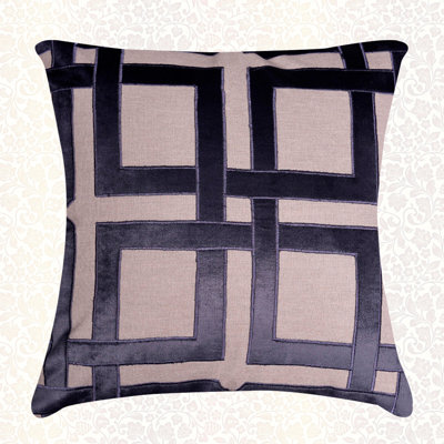 Élégant ensemble de 2 coussins décoratifs brodés beige et brun - fermeture à glissière élégante 20 x 20