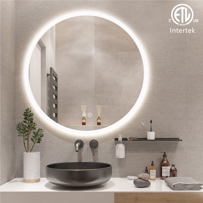 Aevar Super Bright 192 Leds/m Lighted Anti-fog Round Bathroom/vanity Mirror With Tempered Glass&ETL, 32" x 32"