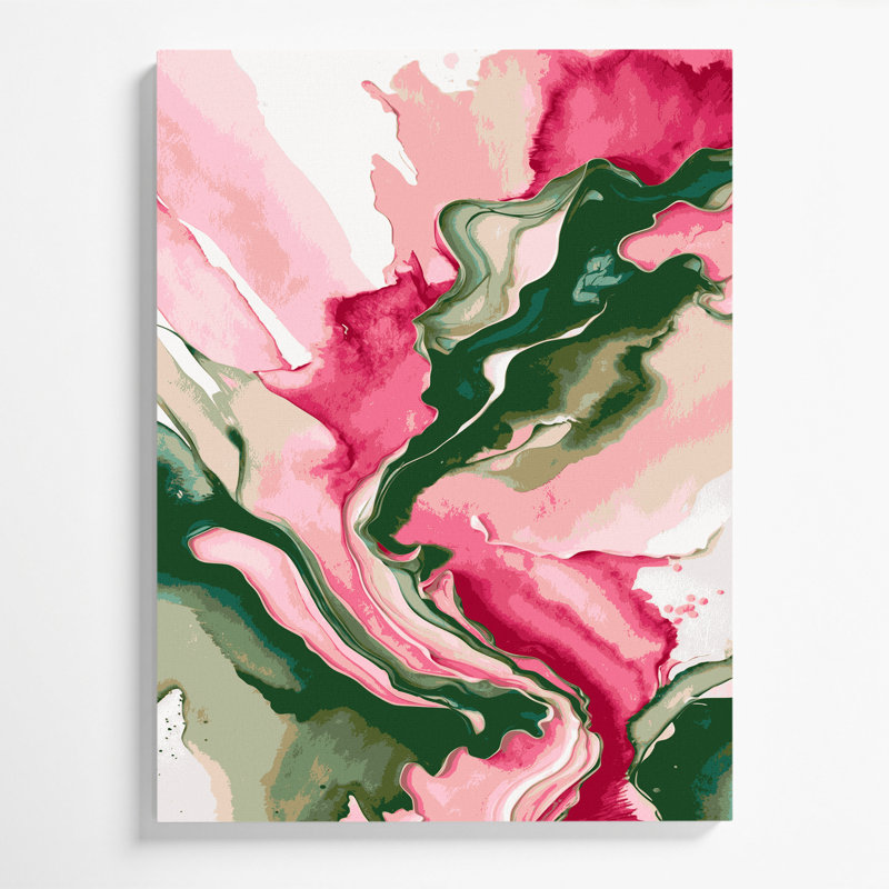 Aquarelle abstraite, art mural sur toile rose 84, H 11 po x l 14 po