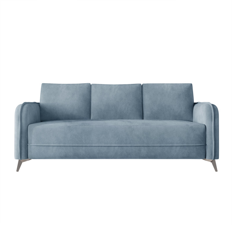 Belmont Velvet Upholstered Sofa, Light Blue