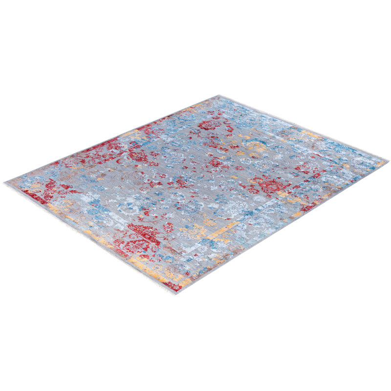 Tapis unique noué à la main gris Odom de 8 pi 1 po x 10 pi 0 po Odom
