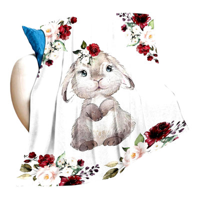 SnuggleBunny Fleece Throw: Ultra-Soft Cozy Animal Plush Blanket for Kids & Adults - Perfect Cute Rabbit Bedding Decor & Gifts, 40"x50""