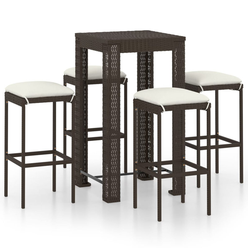 Betanya 4 - Person Patio Dining Set with Square Table , Cushions Included, Cream, Black, Black