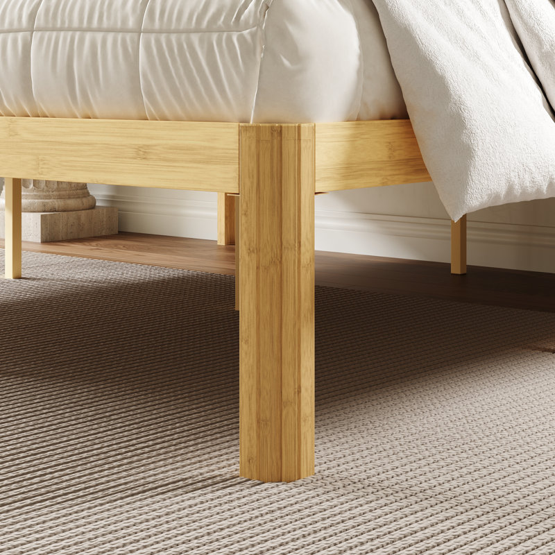 Structure de lit plateforme en bois massif et en bambou métallique, support robuste, aucun sommier requis, plusieurs tailles disponibles