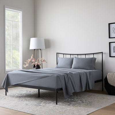 Ensemble de draps en microfibre 90 g / m², taille simple, gris anthracite - Ensemble de draps 3 pièces avec drap-housse, drap plat et taie d'oreiller, microfibre brossée douce, résistante au rétrécissement