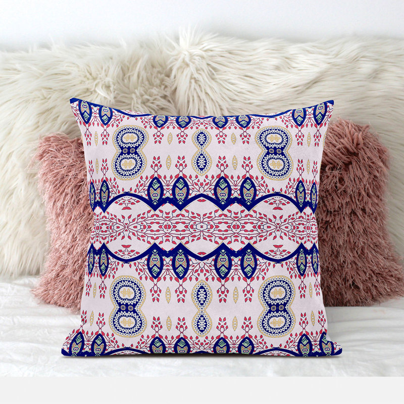 Floral Reversible Throw Pillow, 20" x 20", White/Red/Blue