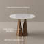 Table de petit déjeuner moderne de 32 po, petite table de salle à manger pour coin-repas et espaces compacts, plateau en pierre frittée blanc brillant avec base en métal bronze-1974035708-1974035704-1974035705