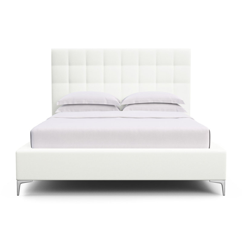 Bryant Upholstered Bed, Queen, Plush Velvet Blanc, Ebony