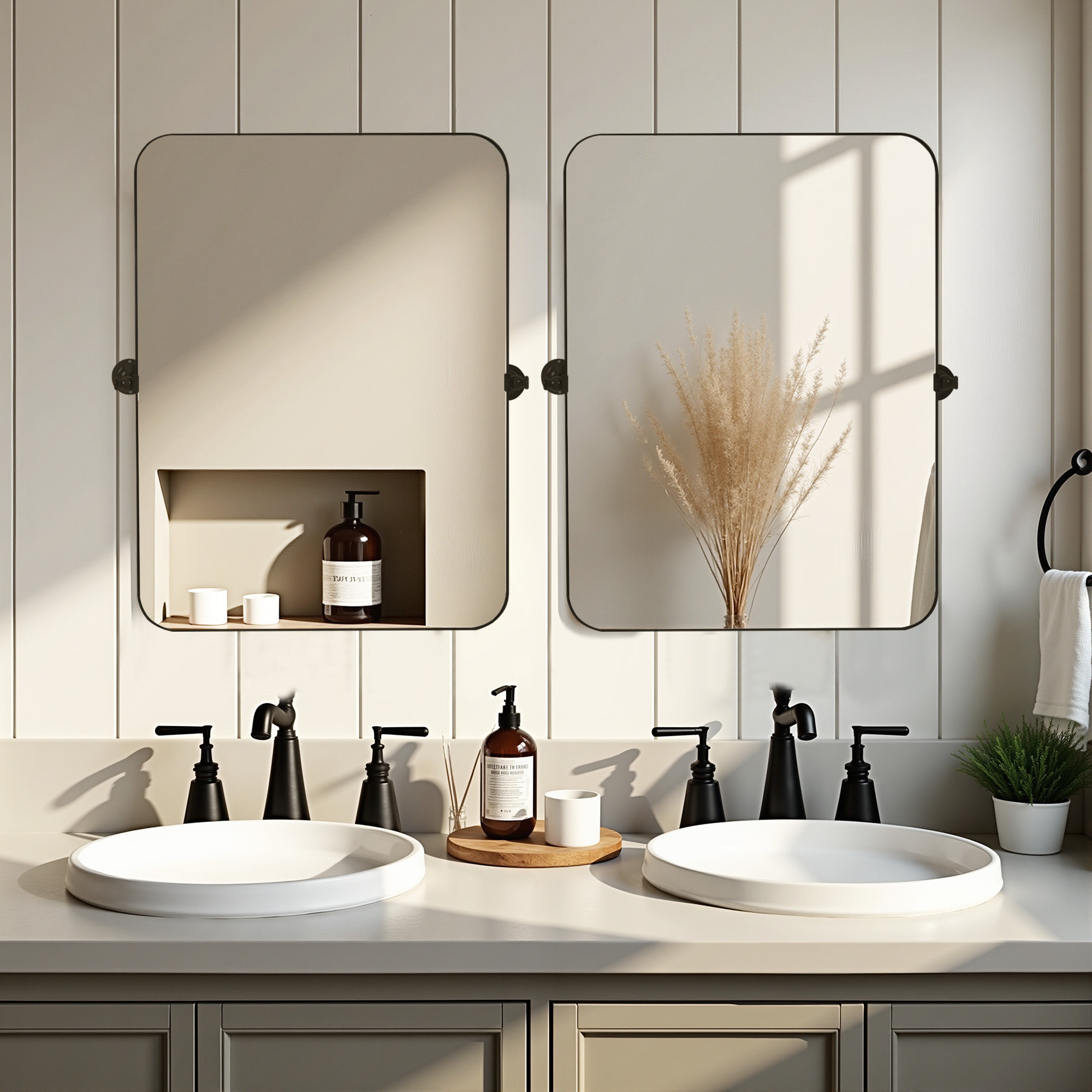 Qualls Metal Rectangle Wall Mirror, 36" H x 24" W, Black