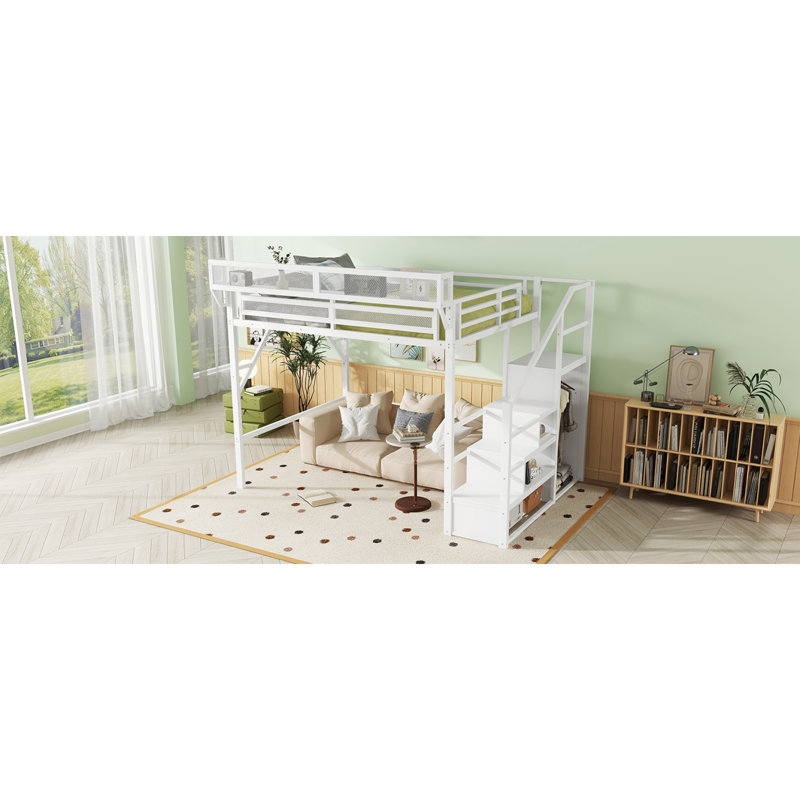 Lit mezzanine innovant avec rangement en métal, chambre à coucher de conception moderne et peu encombrante