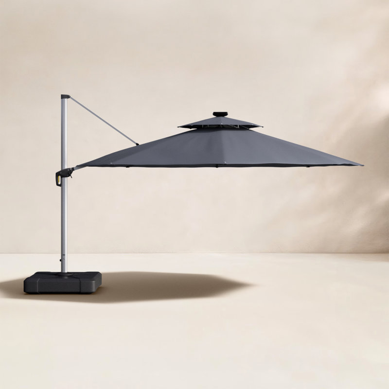 Lillehammer 144'' Lighted Cantilever Umbrella, Grey