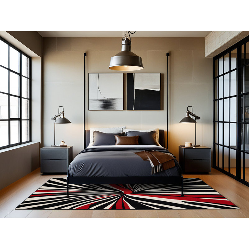 Crimson Harmony Rug, Round 8'
