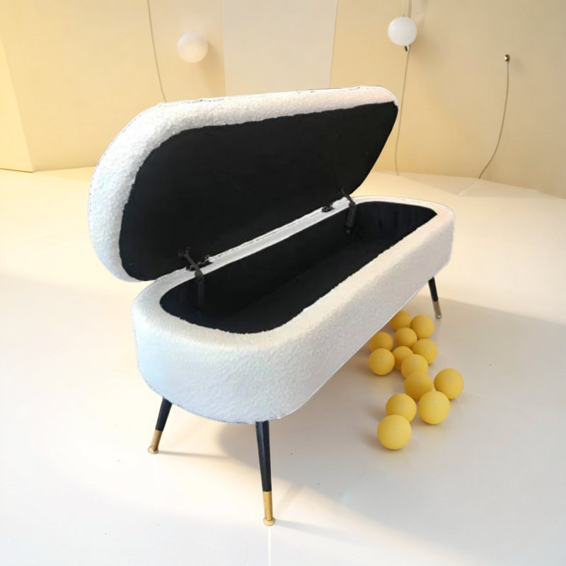 Banc de rangement rembourré en laine Montasir