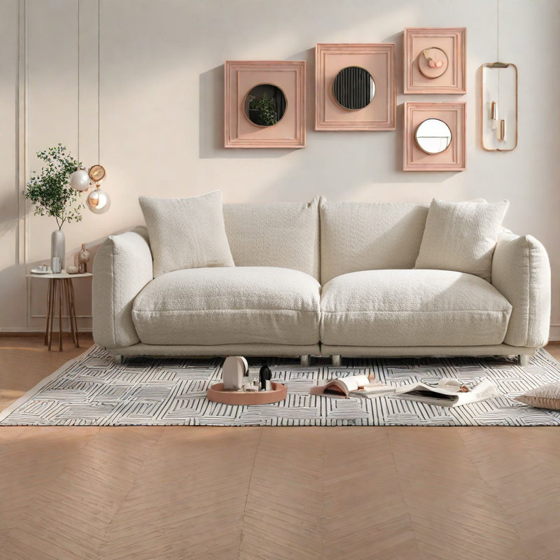 Élégants canapés en velours beige de style contemporain pour les chambres familiales