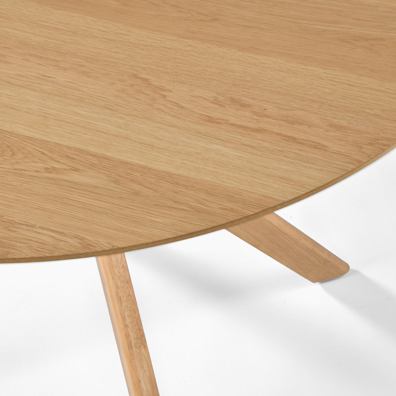 Metteman Circular Oak Veneer Dining Table With 4 Oak Arvillia Chairs - Starburst Leg Design