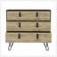 Commode H 29 po, commode 3 tiroirs, commode moderne avec pieds en épingle et détails métalliques, noir / macadamia-1363597307