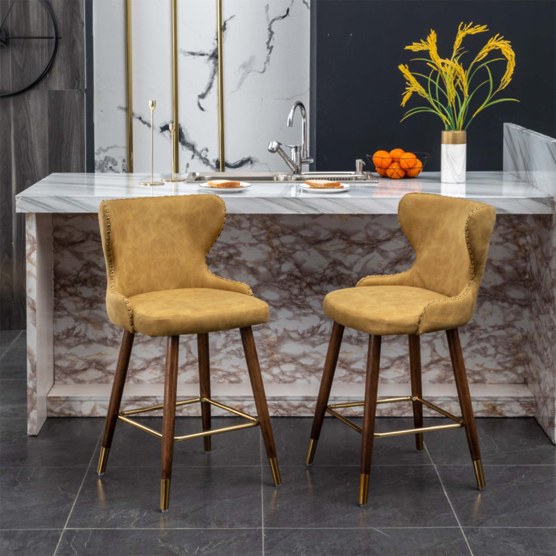 Ensemble de tabourets de comptoir Nevis Mid-Century, Jaune