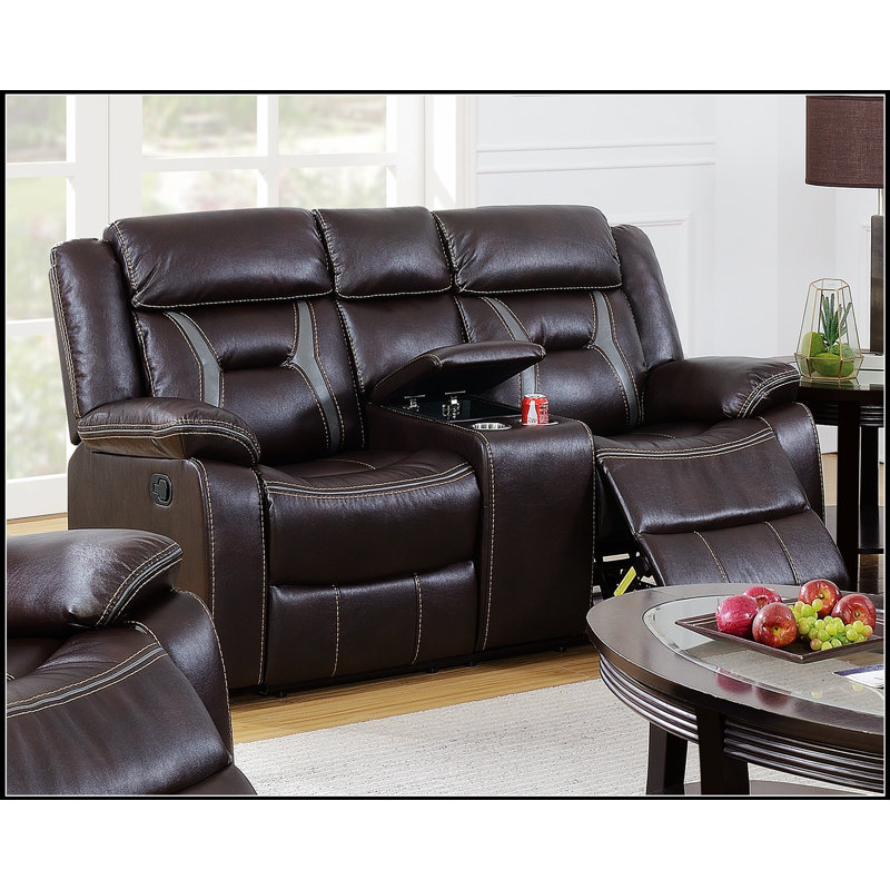 Causeuse inclinable électrique moderne avec porte-gobelets, rangement et finition brun foncé pour un confort ultime